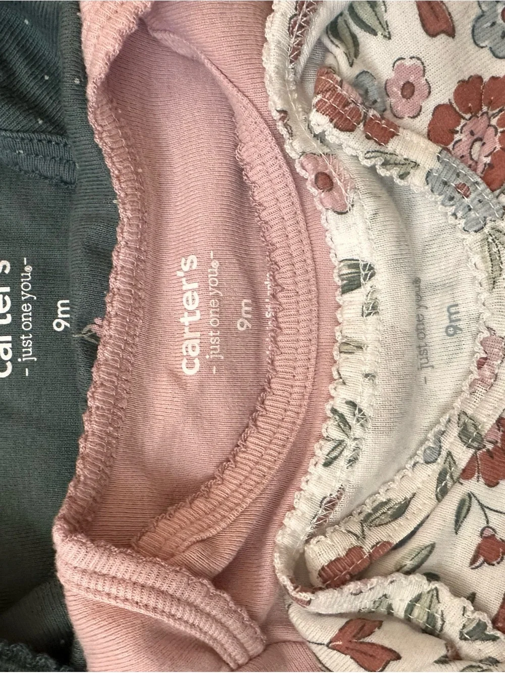 Carter's Bodysuits with Pink and Green Floral Print +Pants. BUNDLE